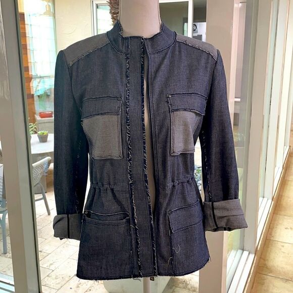 Tahari Light Denim Zip-Up Jacket - Picture 1 of 7